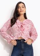 Blusa Bordado Botanic em Crepe Plano