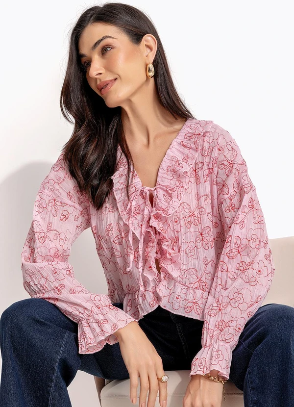 Quintess - Blusa Bordado Botanic em Crepe Plano 5