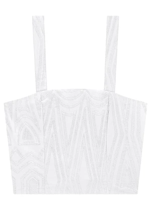 Enfim - Blusa Branca Cropped Bordada - ENFIM