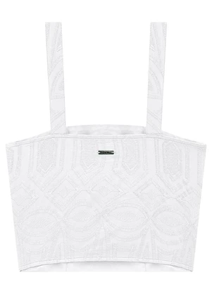 Enfim - Blusa Branca Cropped Bordada - ENFIM