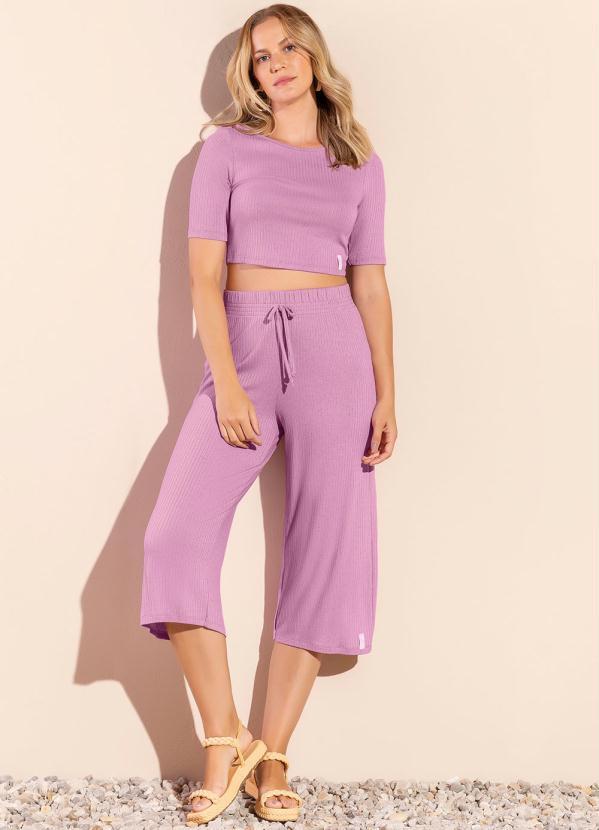 Marialícia - Blusa Casual Básica Comfy Gola Canoa Rosa 2