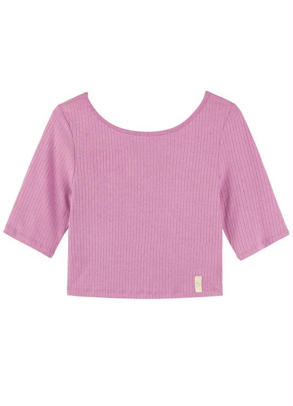 Marialícia - Blusa Casual Básica Comfy Gola Canoa Rosa 3