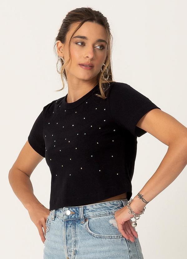 Habana - Blusa com Aplicação de Strass Preto