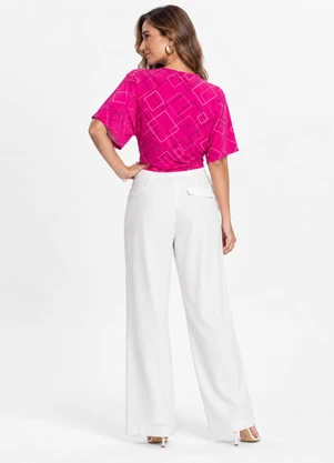 Rovitex - Blusa com Traanspassado em Forma de Nó Rosa - ROVITEX