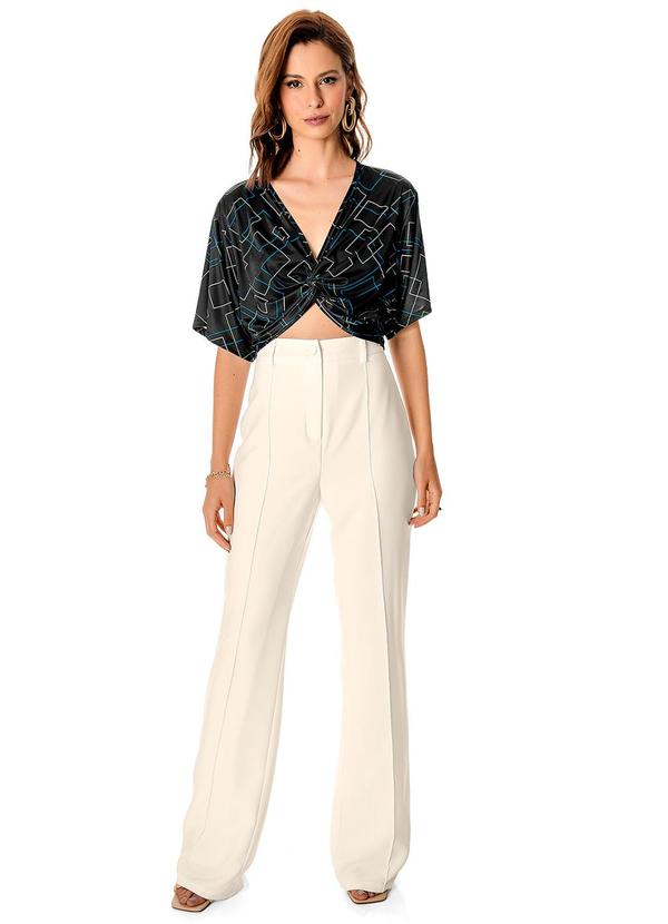 Rovitex - Blusa com Transpassado em Forma de Nó Preto 3