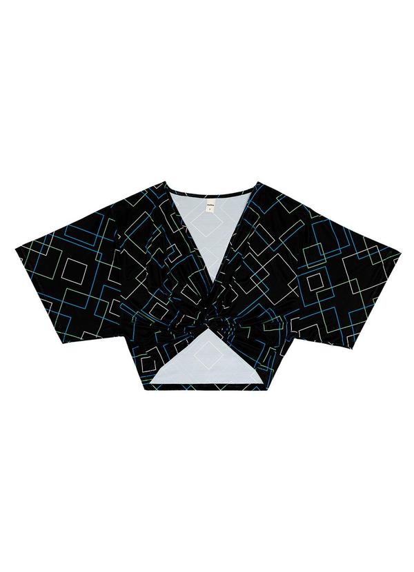 Rovitex - Blusa com Transpassado em Forma de Nó Preto 4