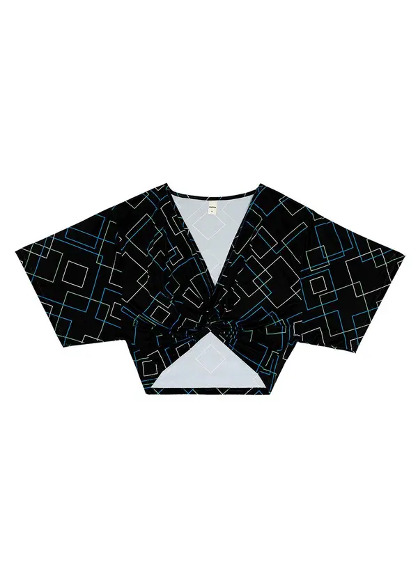 Rovitex - Blusa com Transpassado em Forma de Nó Preto 4