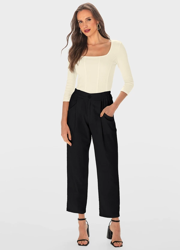Malwee - Blusa Creme Cropped em Ribana 2