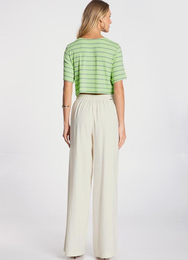 Lunender - Blusa Cropped Ampla em Malha Listrada Verde 4