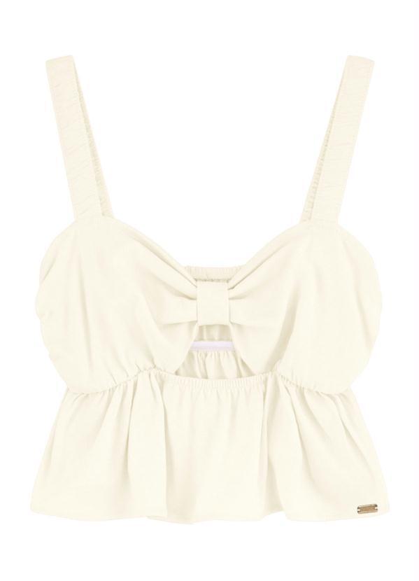 Angel - Blusa Cropped Babados Linho Bege