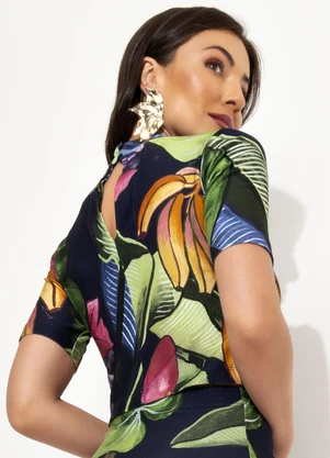 Farm - Blusa Cropped Banana Uva Verde - FARM