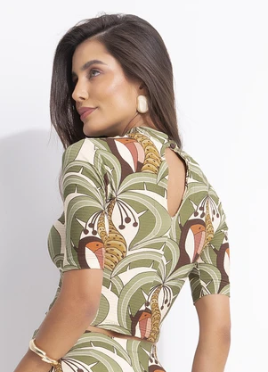 Farm - Blusa Cropped Bananada de Tucano Bege - FARM