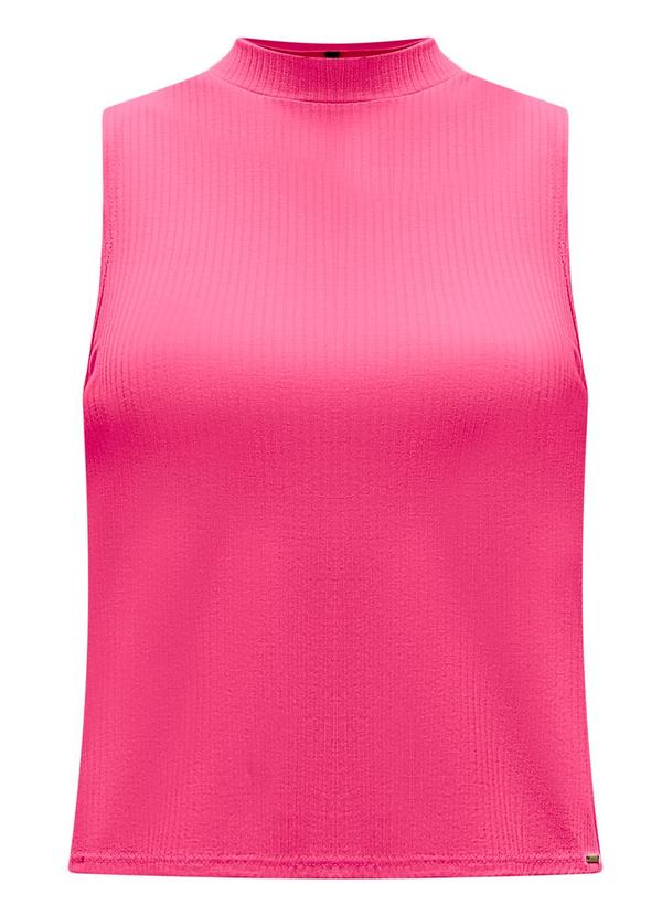 Lunender - Blusa Cropped Básica Gola Alta Canelada Rosa