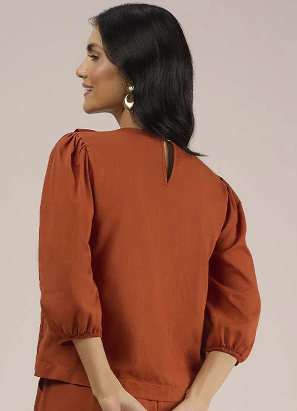 Angel - Blusa Cropped Cambraia de Algodao Marrom 2