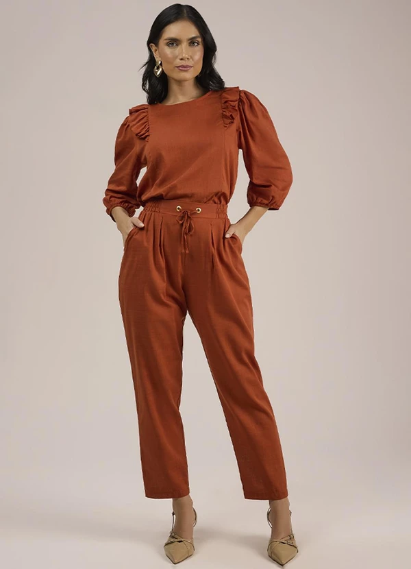 Angel - Blusa Cropped Cambraia de Algodao Marrom 3