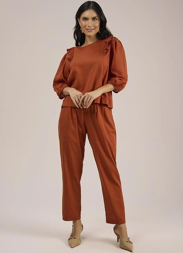 Angel - Blusa Cropped Cambraia de Algodao Marrom 4