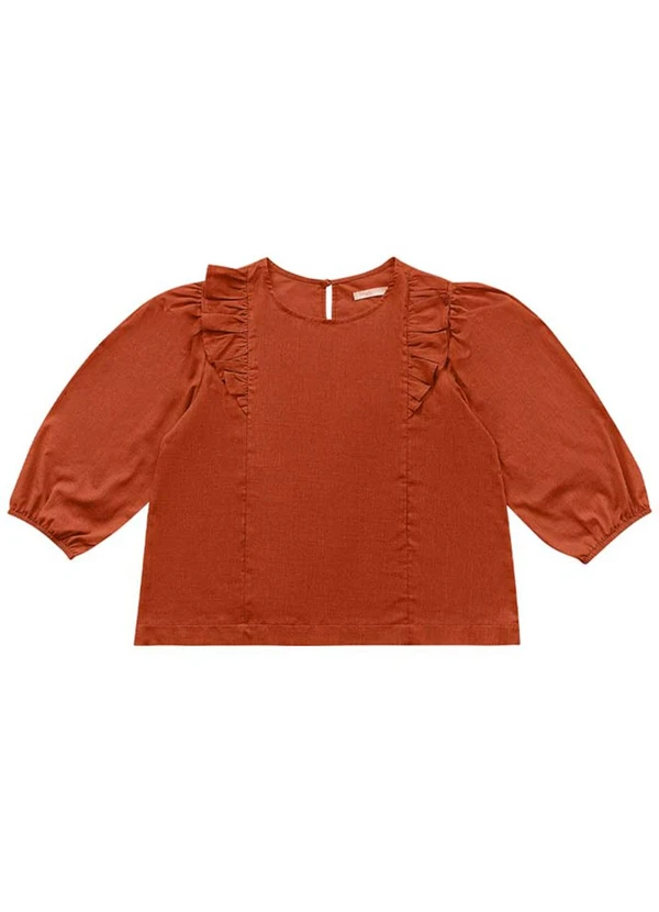 Angel - Blusa Cropped Cambraia de Algodao Marrom 5