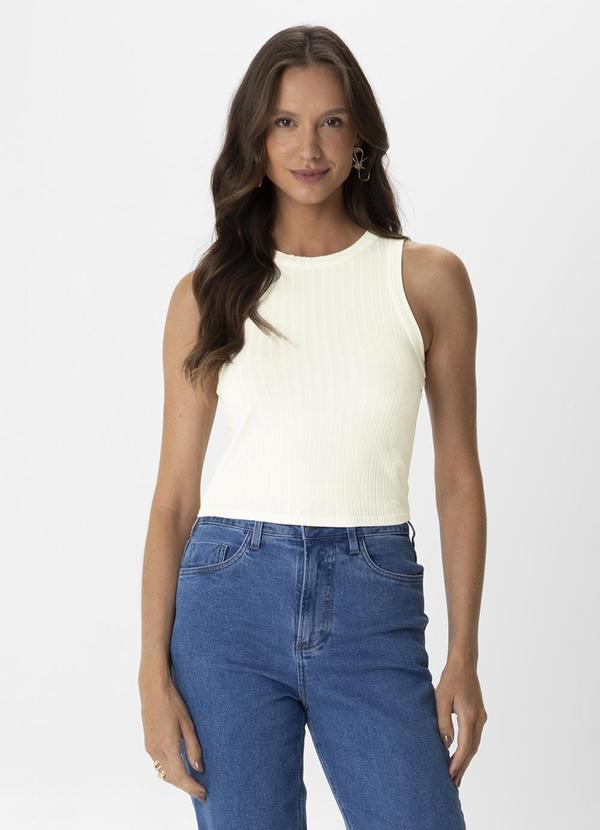 Malwee - Blusa Cropped Canelada Bege