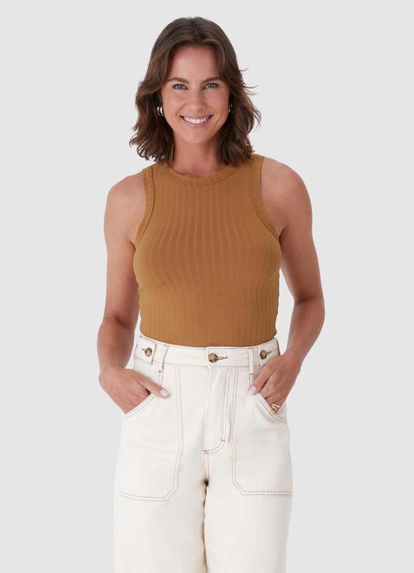 Malwee - Blusa Cropped Canelada Marrom