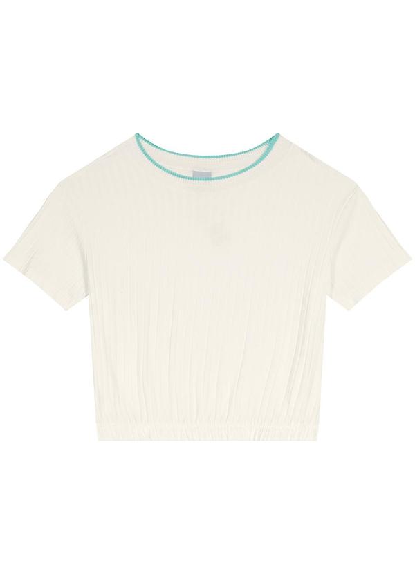 Malwee - Blusa Cropped Canelada Off White