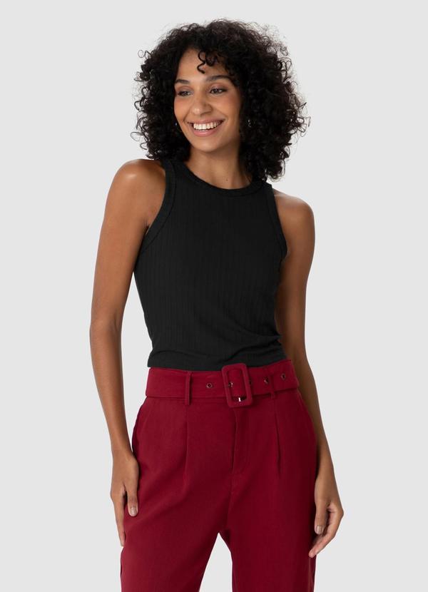 Malwee - Blusa Cropped Canelada Preto