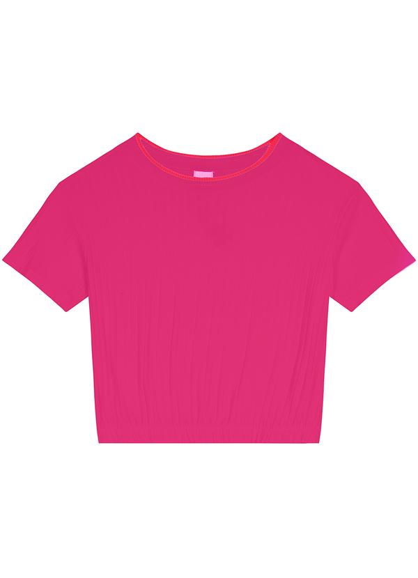 Malwee - Blusa Cropped Canelada Rosa Escuro