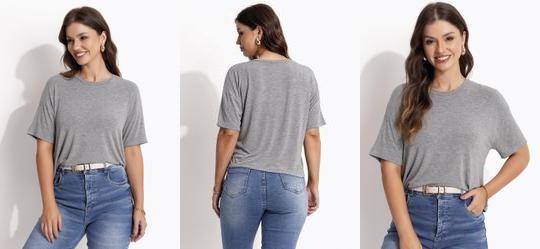 Blusa Cropped Cinza