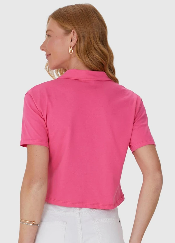 Malwee - Blusa Cropped com Gola Esporte em Algodão Rosa 2