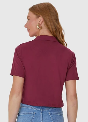 Malwee - Blusa Cropped com Gola Esporte em Algodão Roxo - MALWEE
