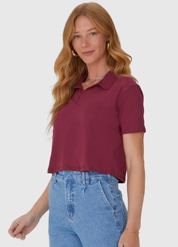 Malwee - Blusa Cropped com Gola Esporte em Algodão Roxo 4