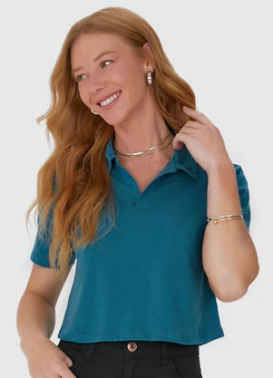 Malwee - Blusa Cropped com Gola Esporte em Algodão Verde - MALWEE