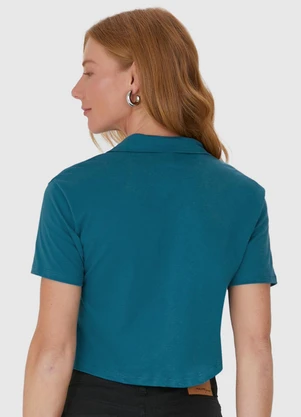Malwee - Blusa Cropped com Gola Esporte em Algodão Verde - MALWEE