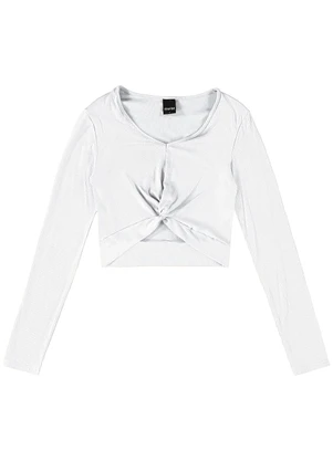 Enfim - Blusa Cropped com Torção Branco - ENFIM