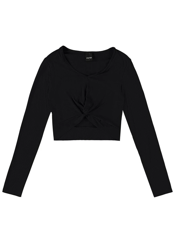 Enfim - Blusa Cropped com Torção Preto