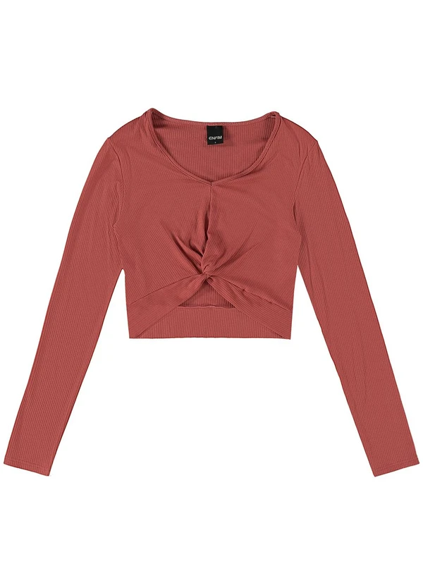 Enfim - Blusa Cropped com Torção Rosa 2