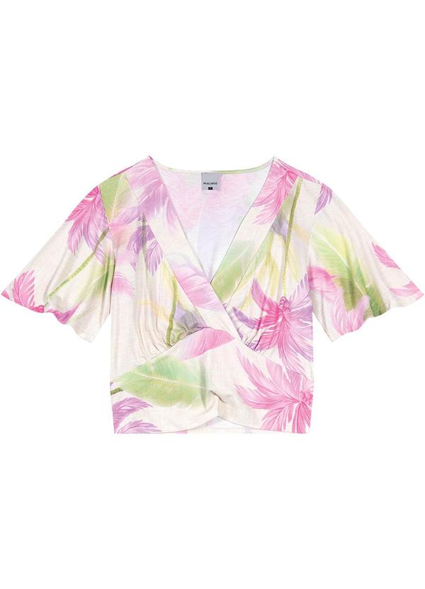 Malwee - Blusa Cropped Coqueiros Rosa Claro