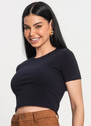 Rovitex - Blusa Cropped Cotton 30 Básica Kohmar Preto - ROVITEX