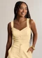 Lunender - Blusa Cropped de Alças com Linho Marrom - variação: Amarelo