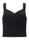 Lunender - Blusa Cropped de Alças com Linho Marrom - variação: Preto
