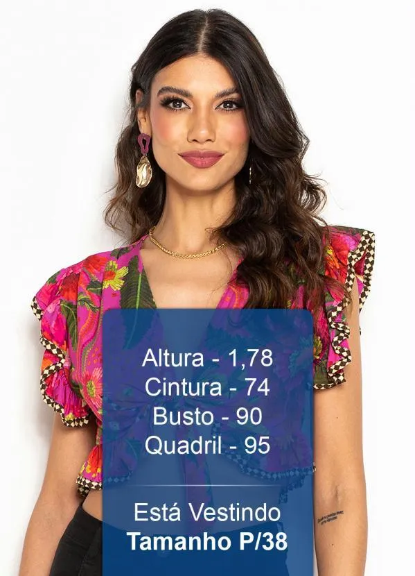 Farm - Blusa Cropped de Amarração Florescer Rosa 5