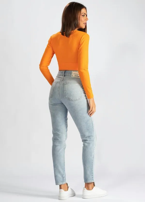 Colcci - Blusa Cropped de Malha Canelada Laranja 4