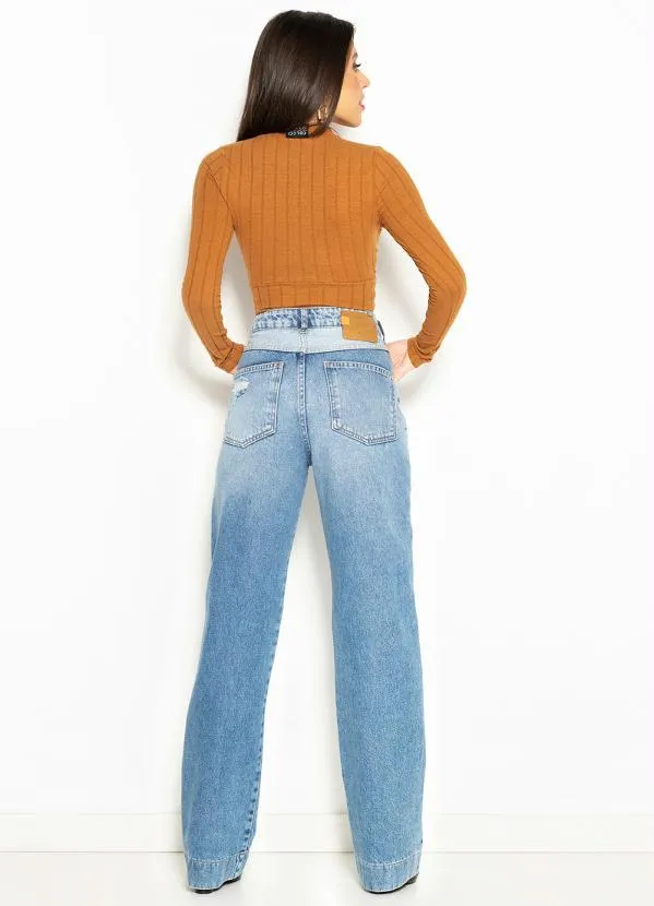 Colcci - Blusa Cropped de Malha Canelada Marrom 4