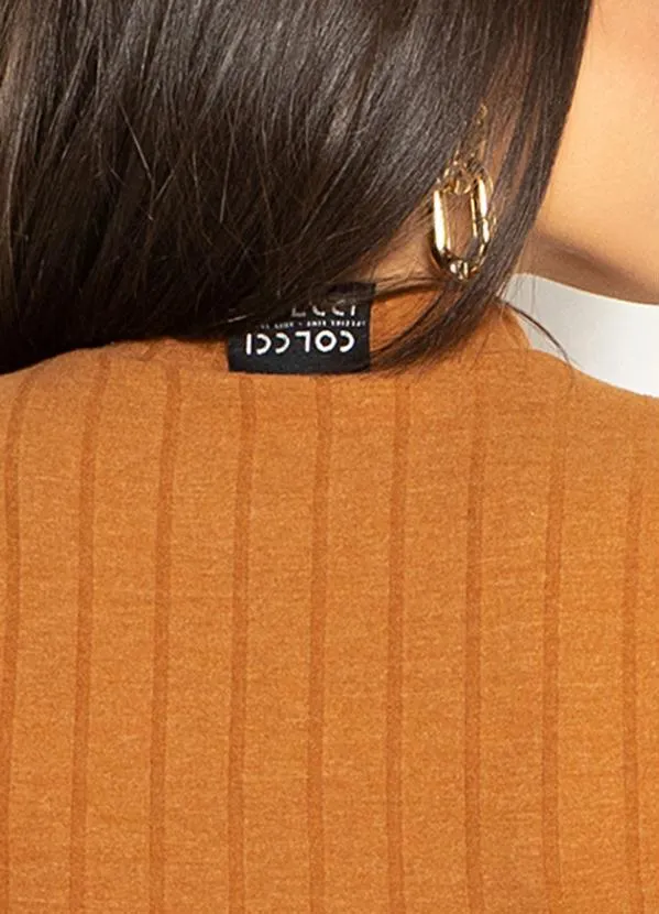 Colcci - Blusa Cropped de Malha Canelada Marrom 7