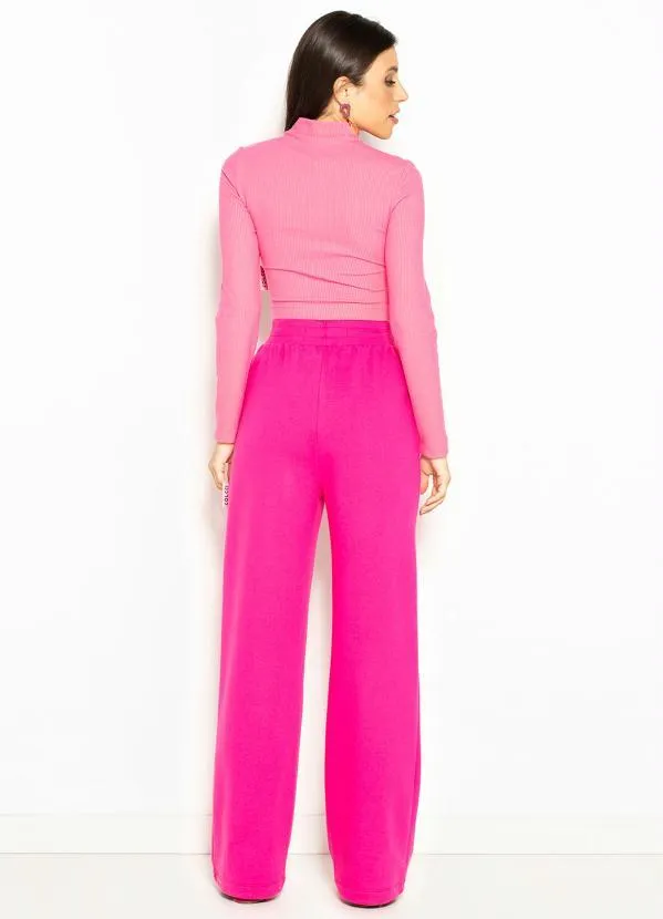 Colcci - Blusa Cropped de Malha Canelada Rosa 4