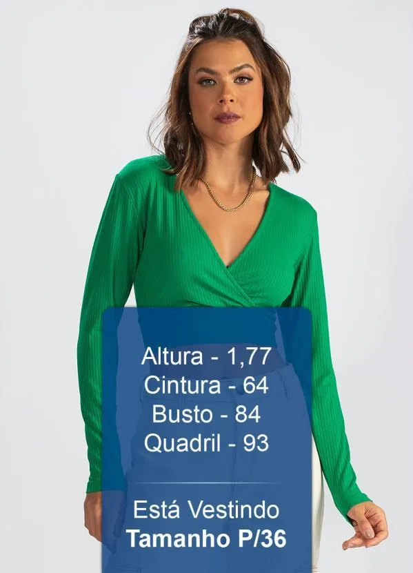 Colcci - Blusa Cropped de Malha Canelada Verde 5