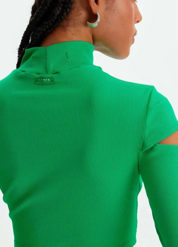 Lança Perfume - Blusa Cropped de Malha com Cut Off Verde 5