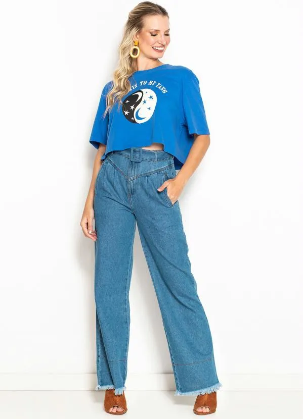 Maria Filó - Blusa Cropped de Malha Yin Yang Azul 3
