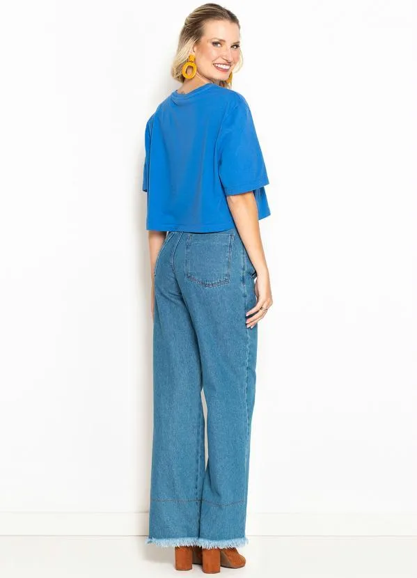 Maria Filó - Blusa Cropped de Malha Yin Yang Azul 4