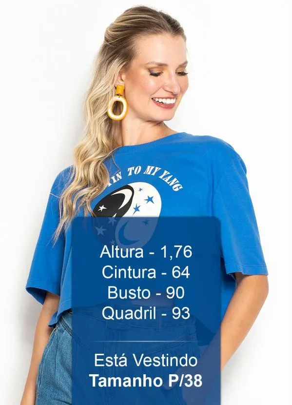 Maria Filó - Blusa Cropped de Malha Yin Yang Azul 5