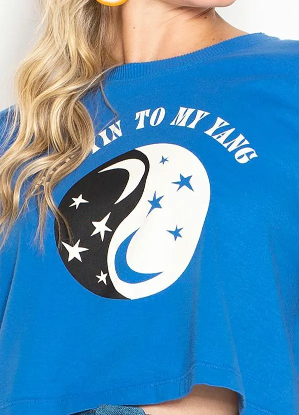 Maria Filó - Blusa Cropped de Malha Yin Yang Azul 6